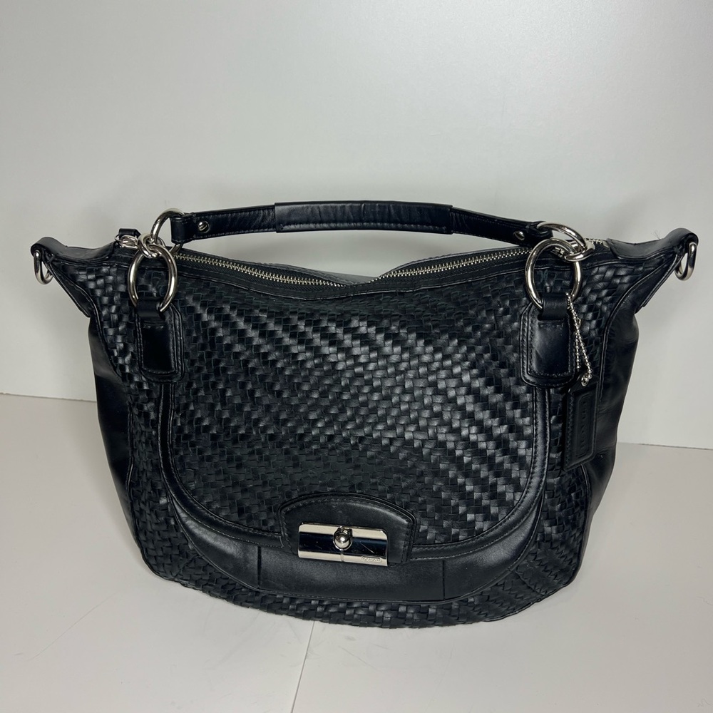 Coach Black Woven Leather shoulder bag